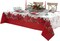 Christmas Blooming Poinsettia’s Double Bordered 60 x 102 inch Rectangle Fabric Tablecloth, Holiday Red and White Poinsettia Dining Table Cover